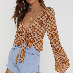 Nasty Gal Tiger wrap top